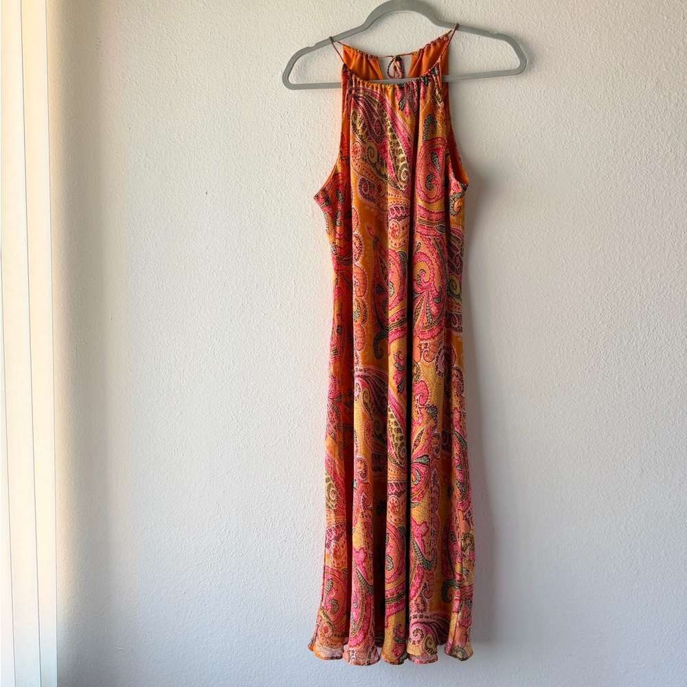 Ann Taylor Vibrant Paisley Maxi Dress - Orange and Pink